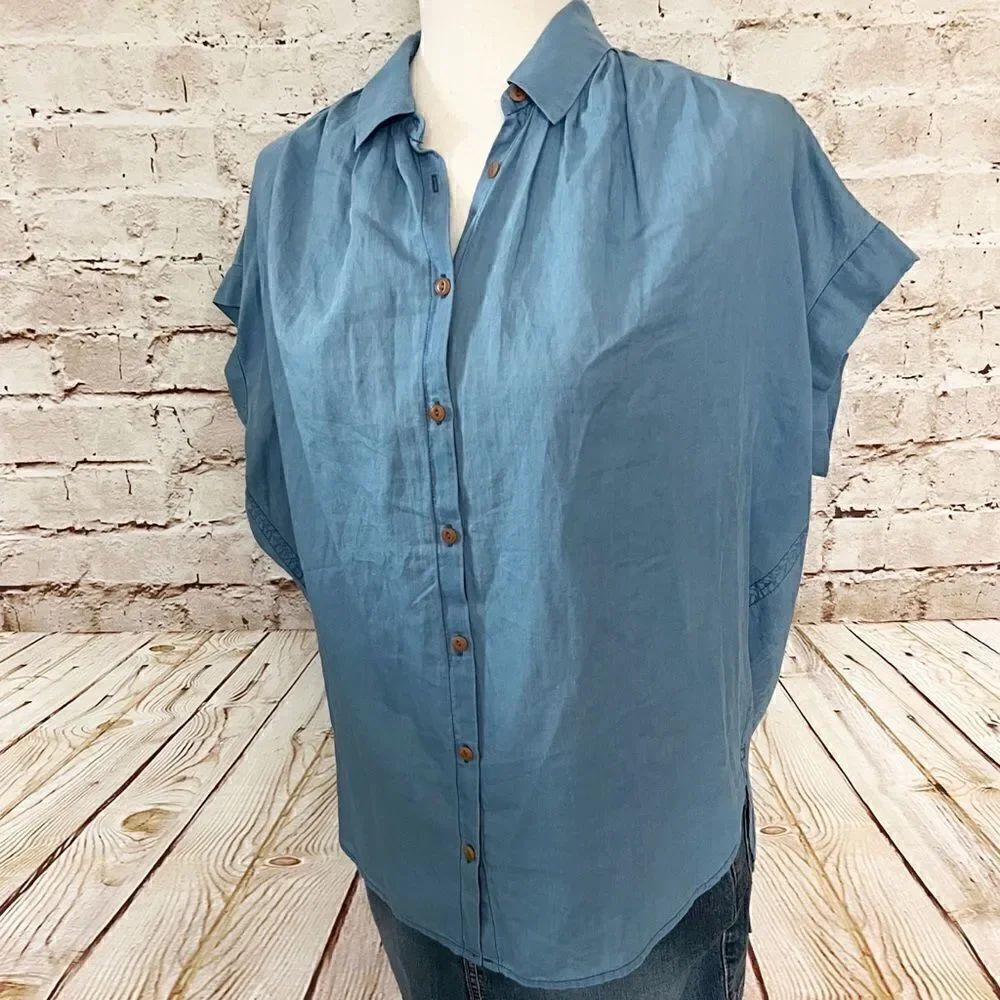 Madewell popover chambray blouse top